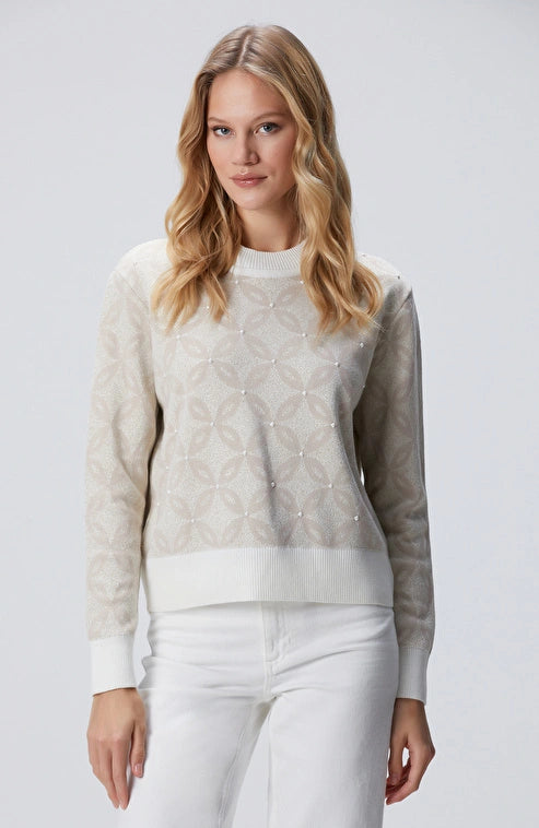 WOMEN'S Off-White Glittery Knit Sweater