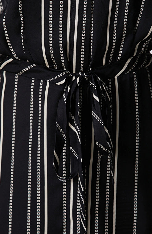 WOMEN'S Black and White Striped Shirt Dress
