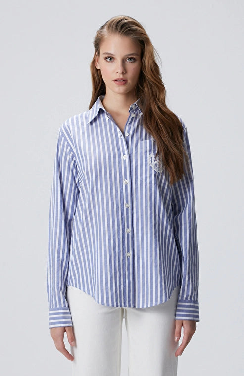 WOMEN'S Blue and White Oxford Shirt
