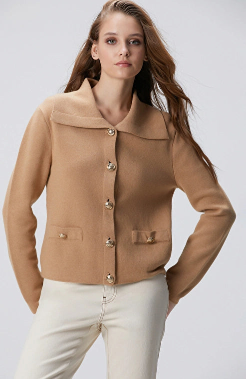 WOMEN'S Limited Camel Wool Blend Cardigan