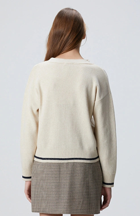 WOMEN'S Wool Cashmere Blend Diamond Patterned Cardigan