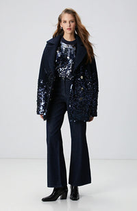 WOMEN'S Dark Indigo Blue Wide Leg Denim trousers