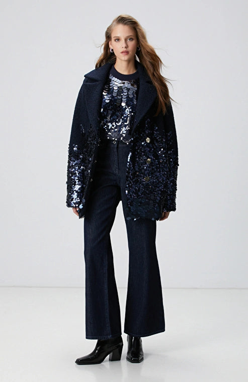 WOMEN'S Dark Indigo Blue Wide Leg Denim trousers