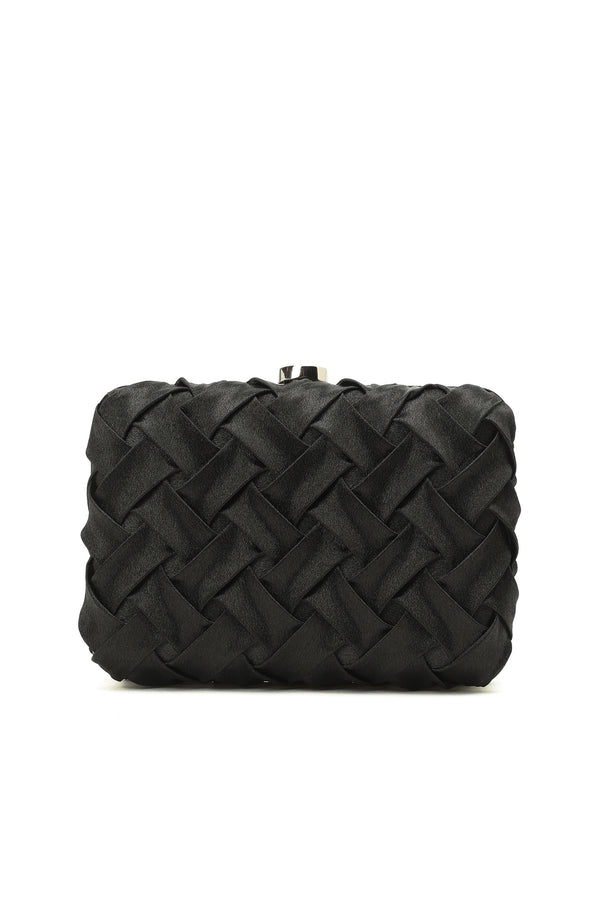 WOMEN'S Black Knit Detailed Women's Clutch