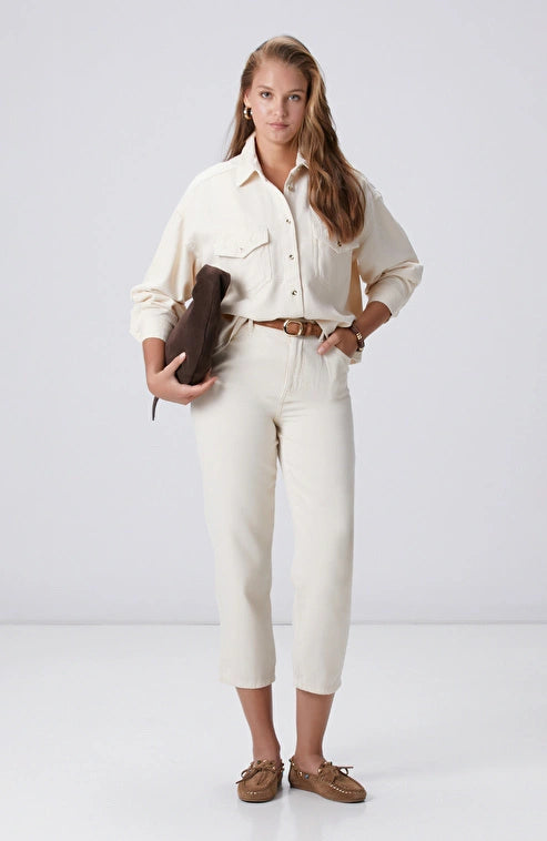 WOMEN'S Off-White Tencel Blend Casual Pants