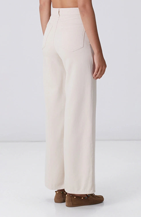 WOMEN'S Off-White Wide Leg Tencel Casual Pants