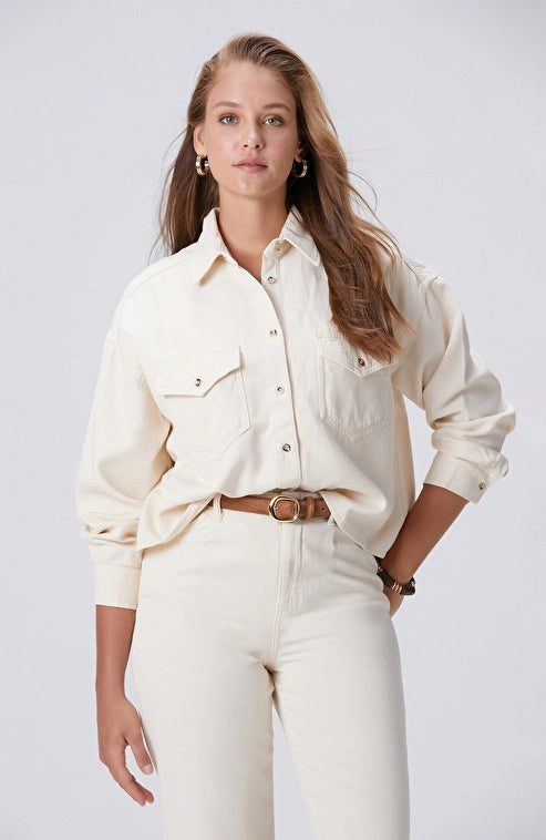 WOMEN'S Off-White Tencel Blend Denim Shirt