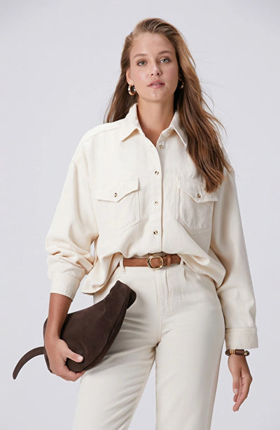 WOMEN'S Off-White Tencel Blend Denim Shirt