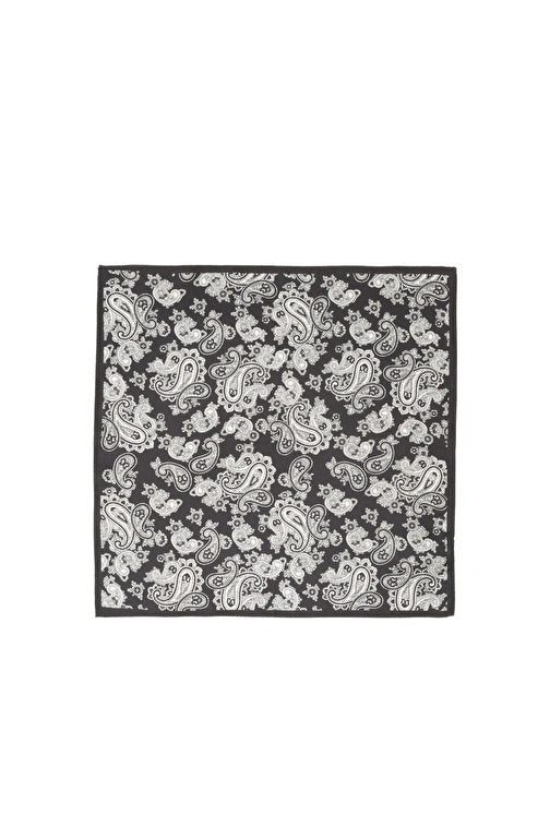 Black Shawl Pattern Silk Handkerchief