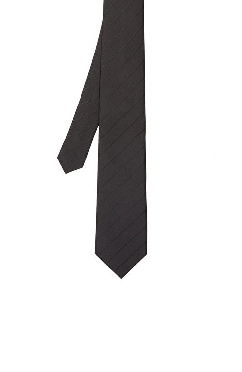 MEN'S Black Striped Silk Tie