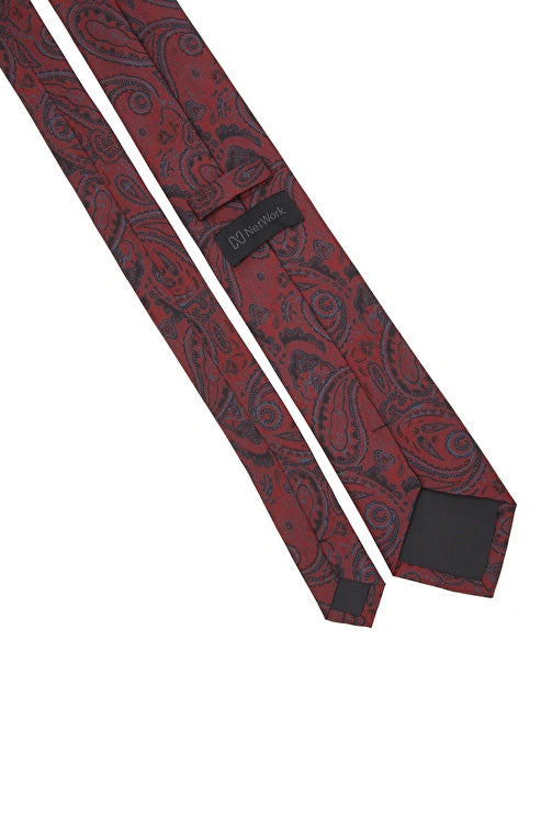 MEN'S Burgundy Patterned Silk Tie