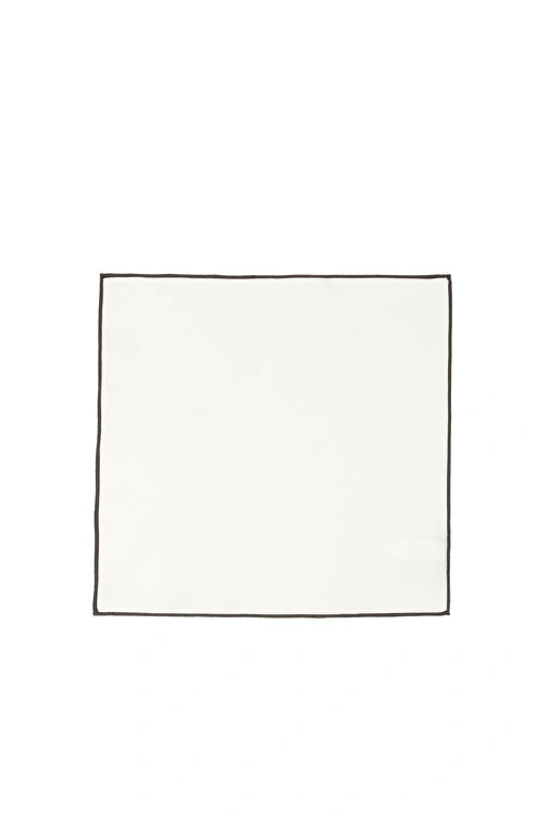 White Silk Handkerchief with Black Border