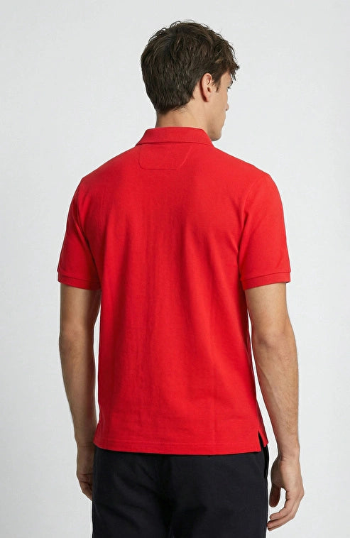 MEN'S Red Polo Collar Piqué T-shirt