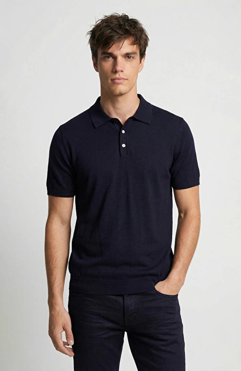 MEN'S Limited Navy Blue Silk Blend Knit Sweater