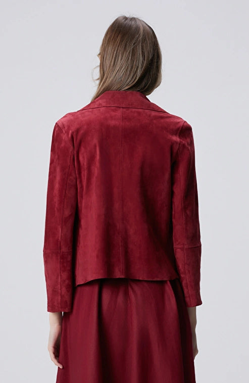 WOMEN'S N-Green Cherry Suede Leather Jacket
