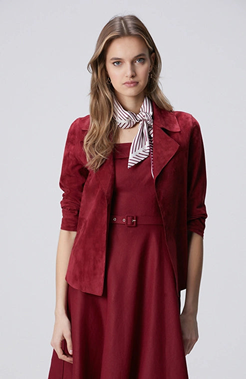 WOMEN'S N-Green Cherry Suede Leather Jacket