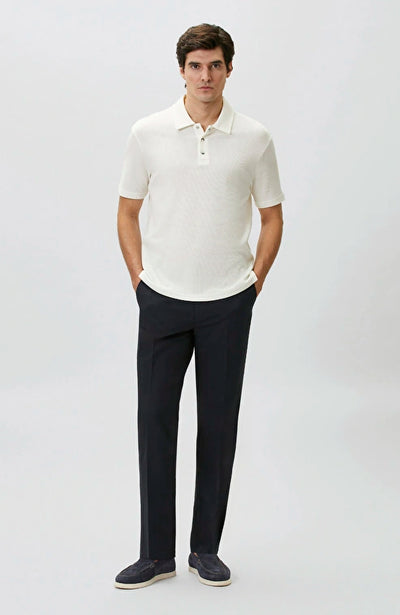 MEN'S Navy Pleated Chino Casual Trousers