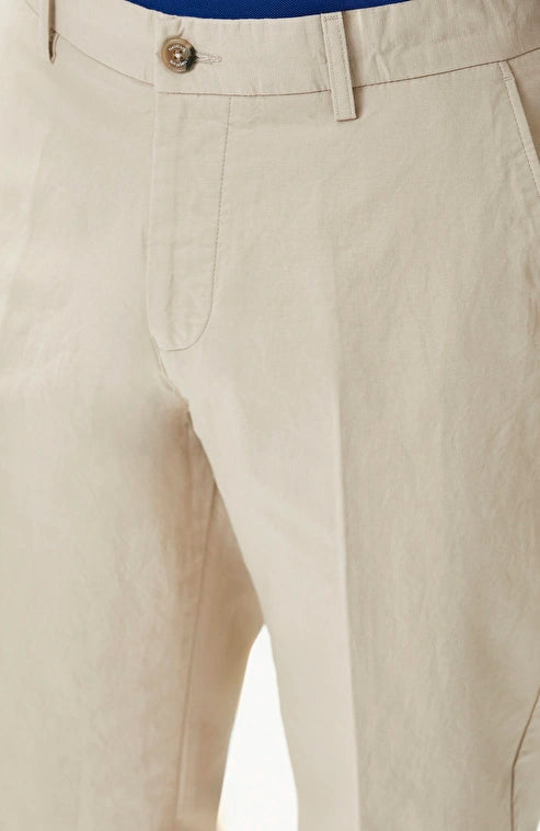MEN'S Stone Pleated Linen Blend Chino Casual Trousers