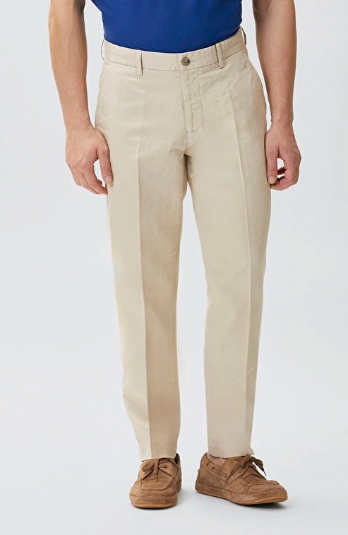 MEN'S Stone Pleated Linen Blend Chino Casual Trousers