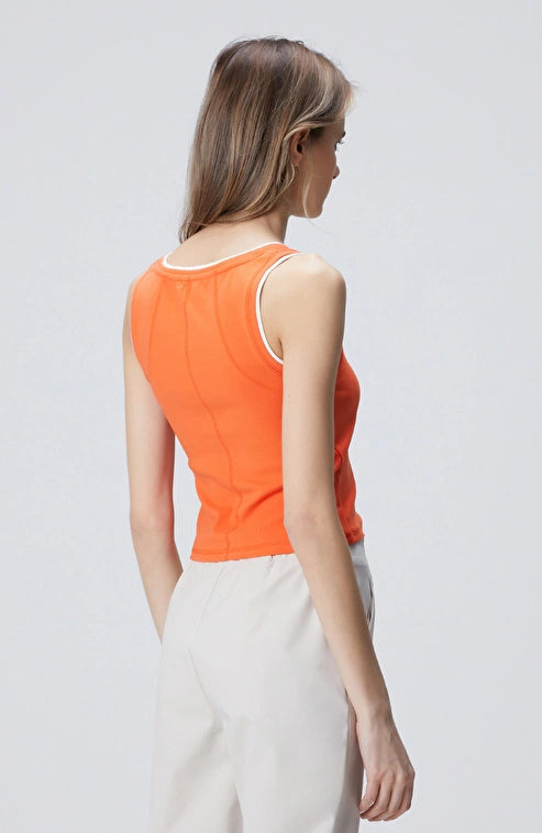 WOMEN'S N-Tech Orange Two-Tone Detailed Tank Top