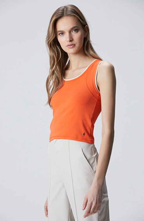 WOMEN'S N-Tech Orange Two-Tone Detailed Tank Top