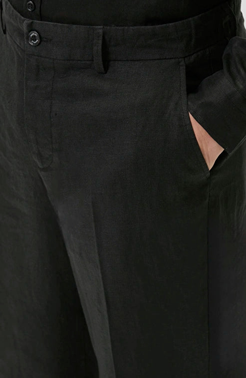 MEN'S Black Linen Jogger Pants