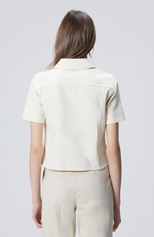 WOMEN'S Natural Collar Denim Jacket with Stone Details