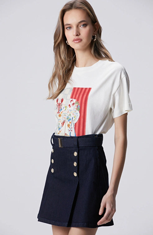 WOMEN'S N-Green Off-White Printed T-shirt