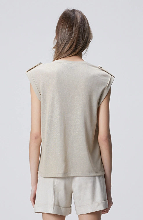 WOMEN'S Beige Foil Printed T-shirt