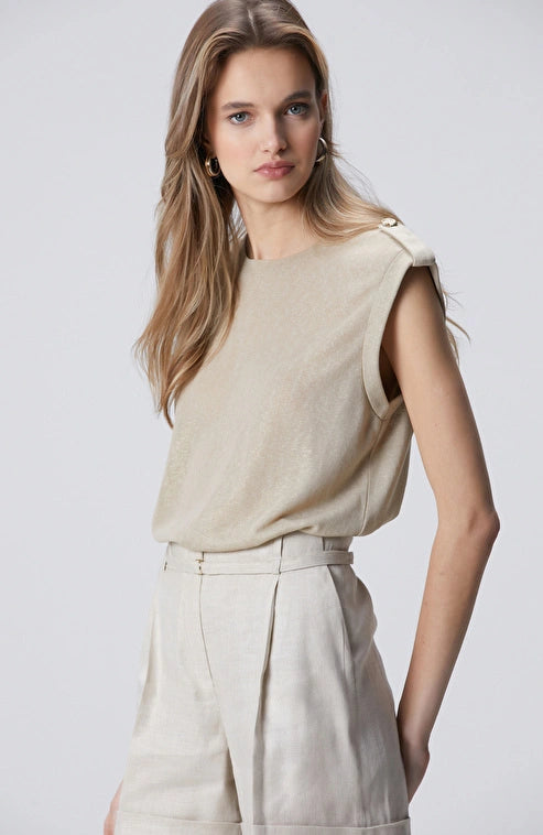 WOMEN'S Beige Foil Printed T-shirt
