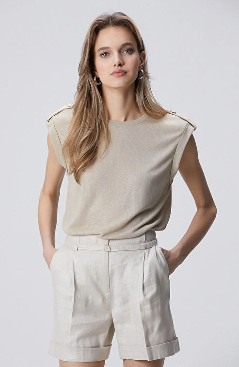 WOMEN'S Beige Foil Printed T-shirt