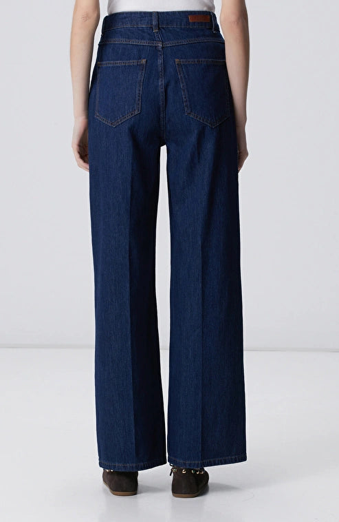 WOMEN'S Navy Wide Leg Denim Pants
