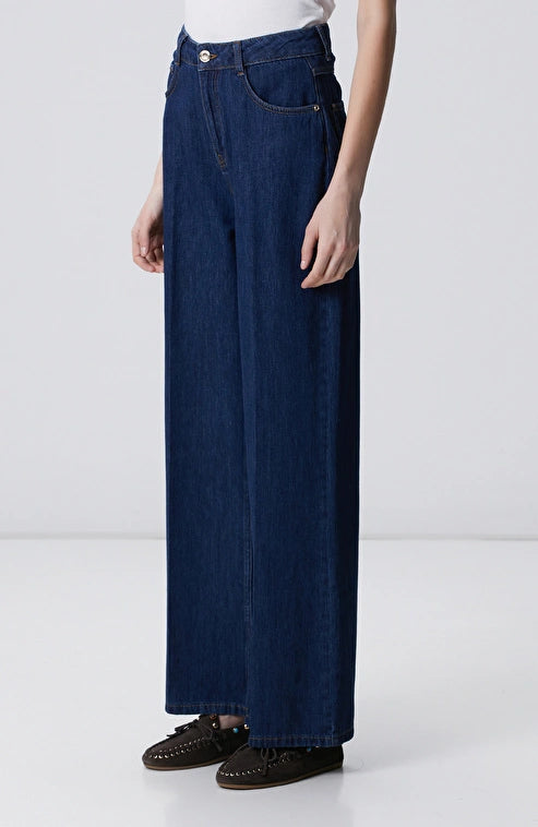 WOMEN'S Navy Wide Leg Denim Pants