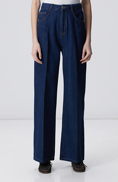 WOMEN'S Navy Wide Leg Denim Pants
