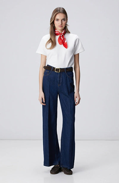 WOMEN'S Navy Wide Leg Denim Pants