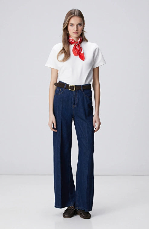 WOMEN'S Navy Wide Leg Denim Pants