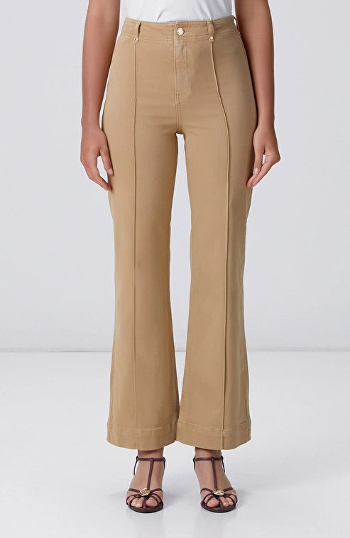 WOMEN'S Beige Wide Straight Tencel Denim Trousers
