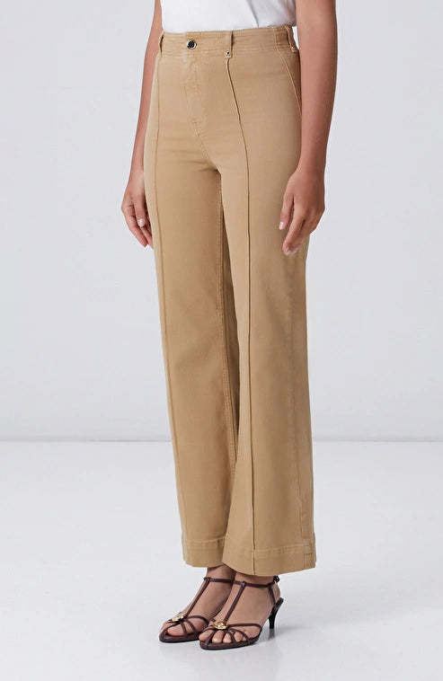 WOMEN'S Beige Wide Straight Tencel Denim Trousers