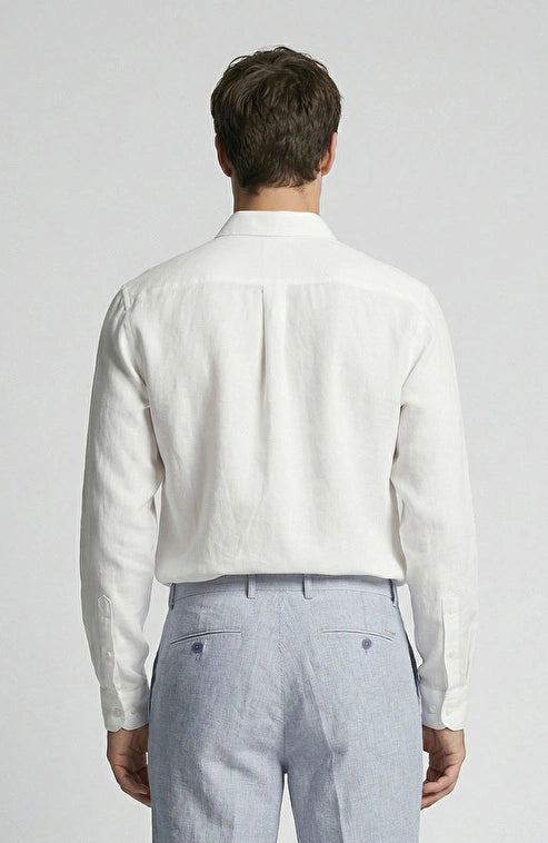 MEN'S N-Green Comfort Off-White Linen Blend Shirt