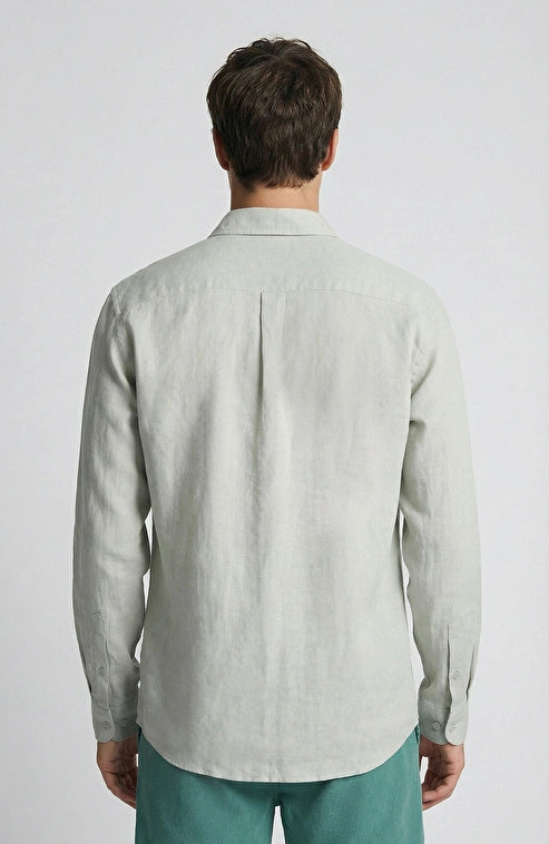 MEN'S N-Green Mint Linen Blend Comfort Shirt