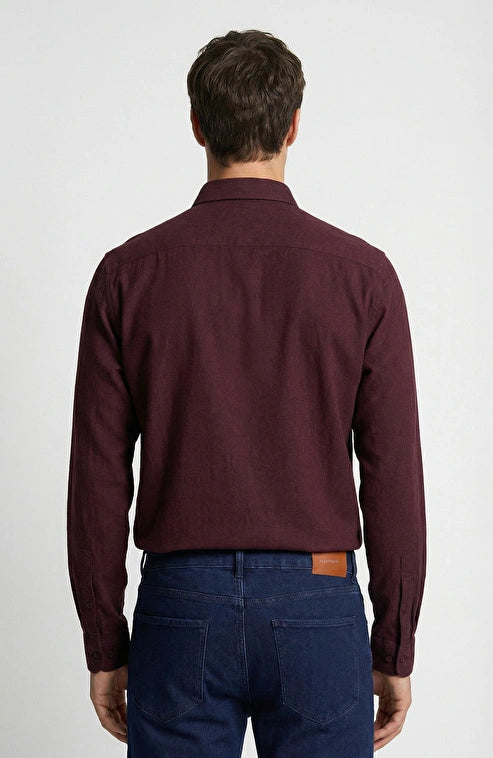 MEN'S N-Green Burgundy Linen Shirt