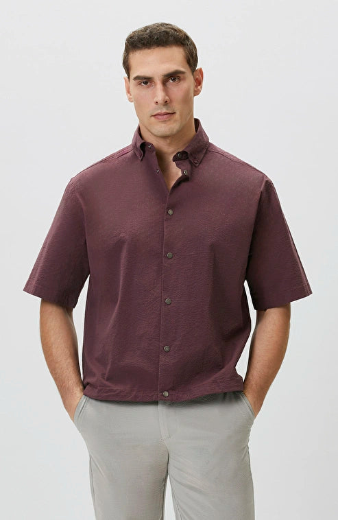 MEN'S N-Green Relaxed Fit Burgundy Shirt