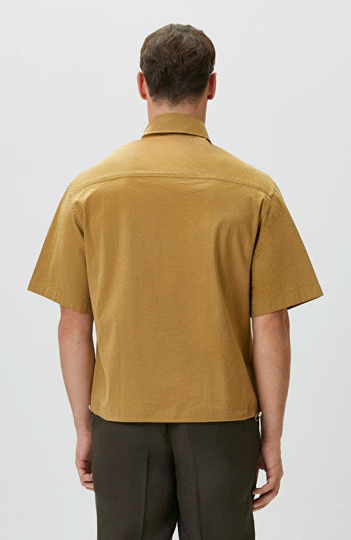 MEN'S N-Green Relaxed Fit Olive Green Embossed Shirt