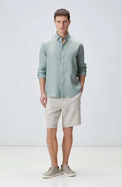 MEN'S N-Green Green Linen Shirt