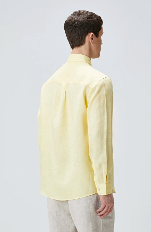 MEN'S N-Green Yellow Linen Shirt
