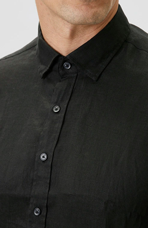MEN'S Comfort Fit Black Linen Shirt