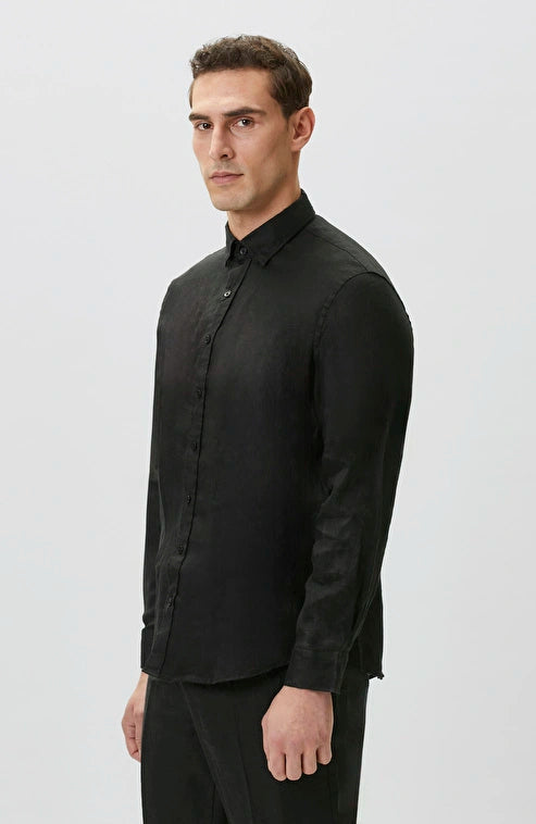 MEN'S Comfort Fit Black Linen Shirt