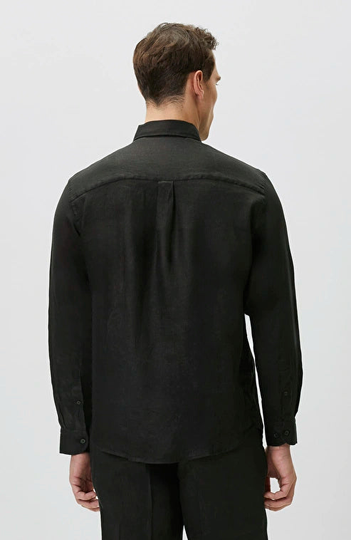 MEN'S Comfort Fit Black Linen Shirt