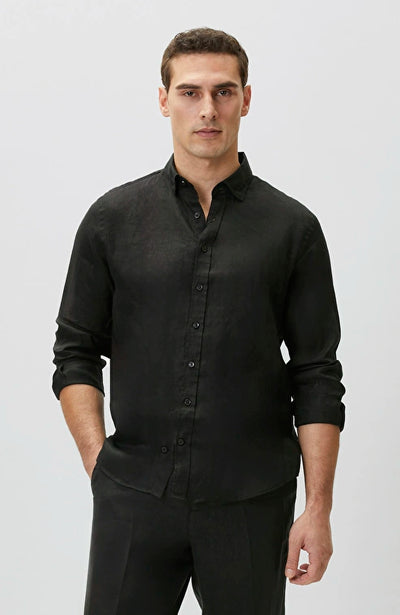 MEN'S Comfort Fit Black Linen Shirt
