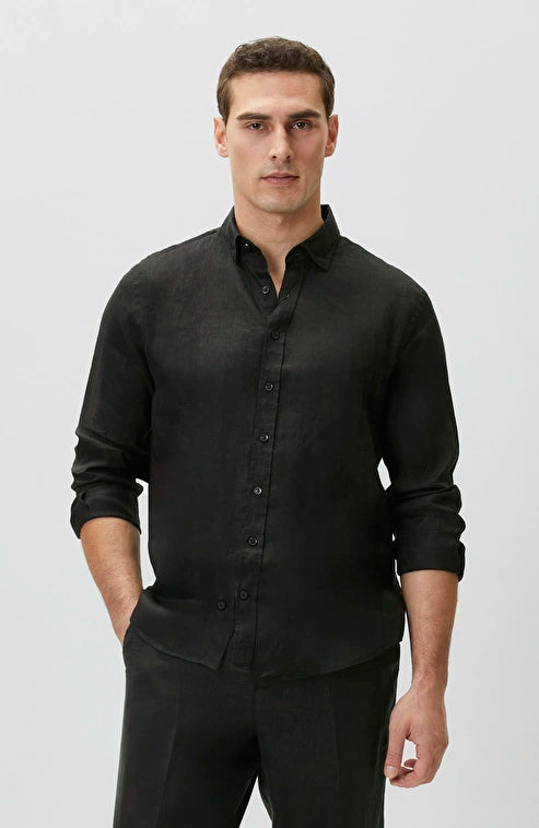 MEN'S Comfort Fit Black Linen Shirt